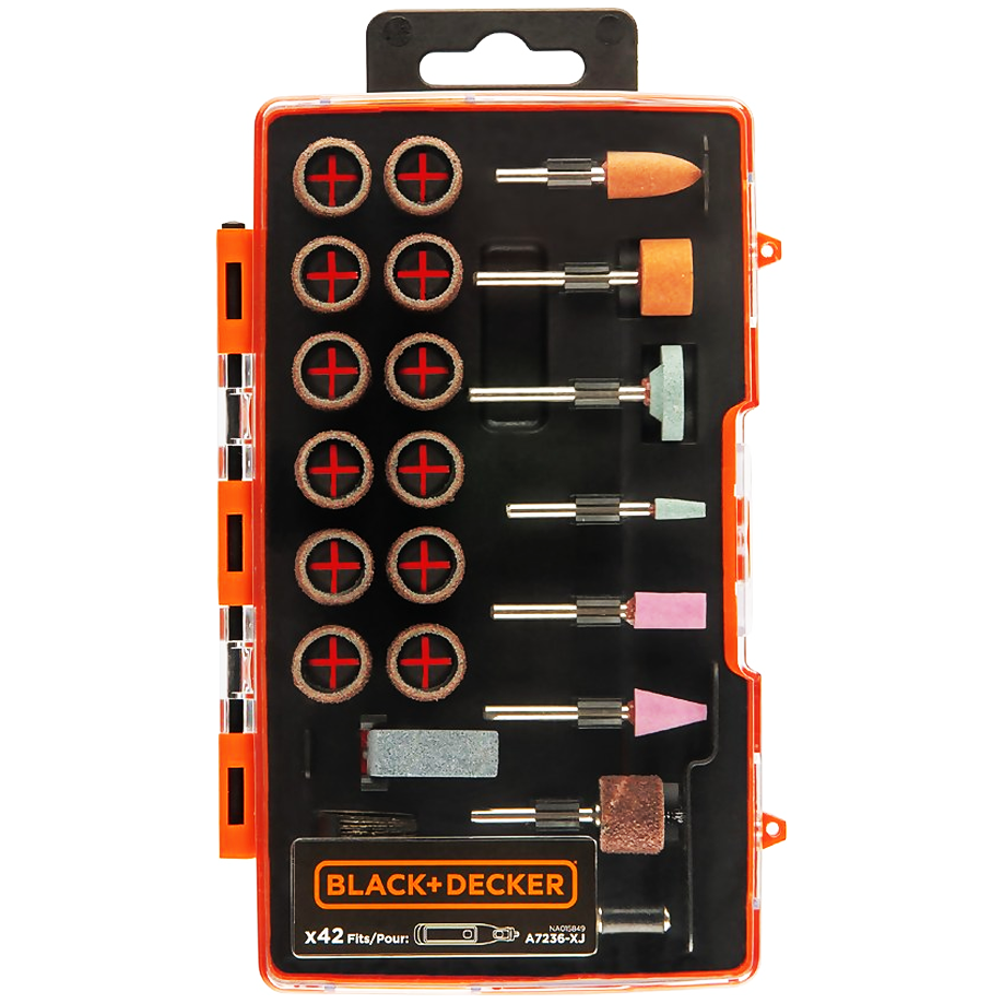 Black & Decker A7236-XJ Rotary Die Grinder Accessory Set 42Pcs | Black & Decker by KHM Megatools Corp. Black & Decker A7236-XJ Rotary Die Grinder Accessory Set 42Pcs | Black & Decker by KHM Megatools Corp.